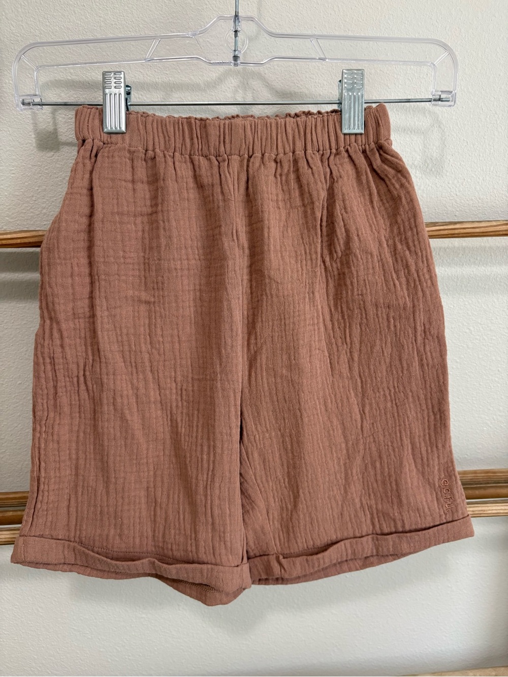 Pastels Kids Elastic Waist Shorts - mocha tan